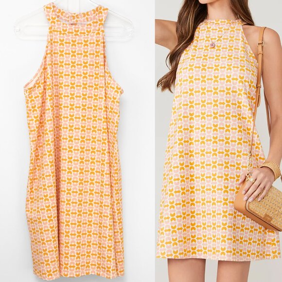 Spartina 449 Dresses & Skirts - Spartina Gabbi Halter Dress Ollie Geometric Sleeveless Midi Pink Orange Size XL